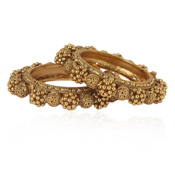 Golden Kada With Round Golden Work (Pair)