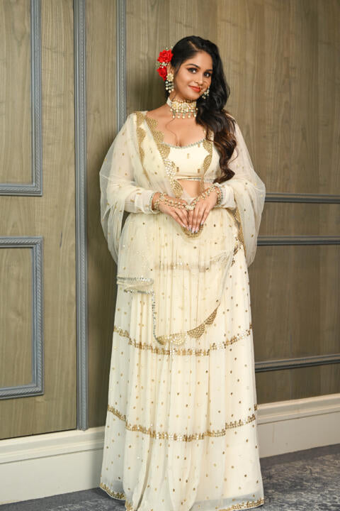 Green Floral White Moti Nath