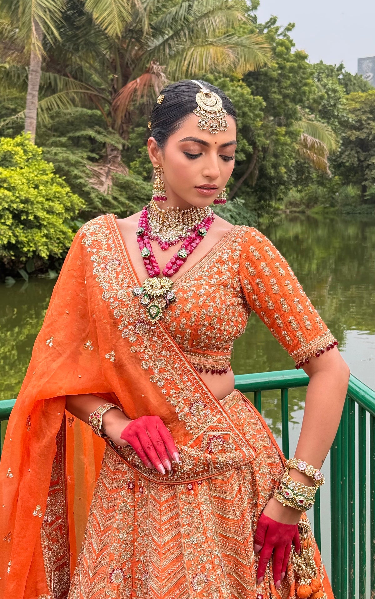 Gold Plated Kundan White Stones Crescent Maangtika