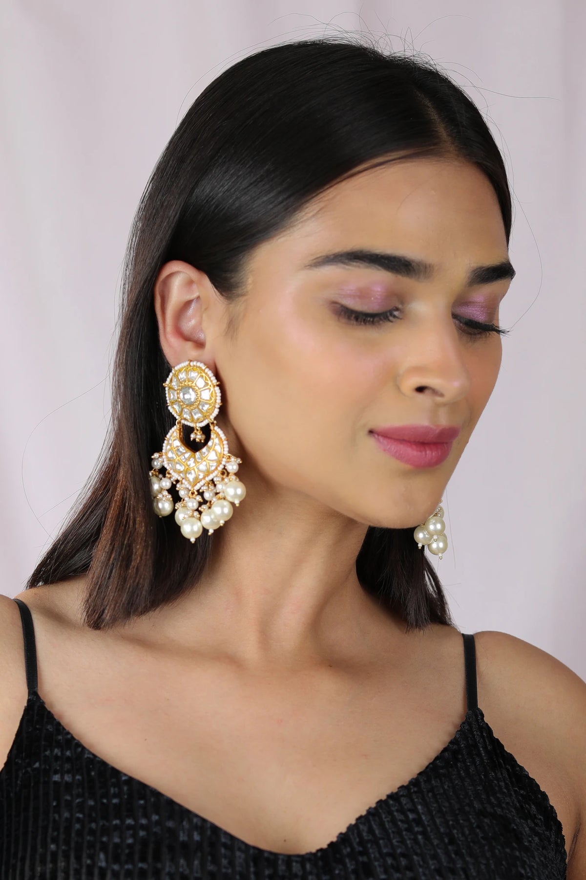 Blue Premium quality gold plated kundan necklace/Fushion-indo western wear choker set