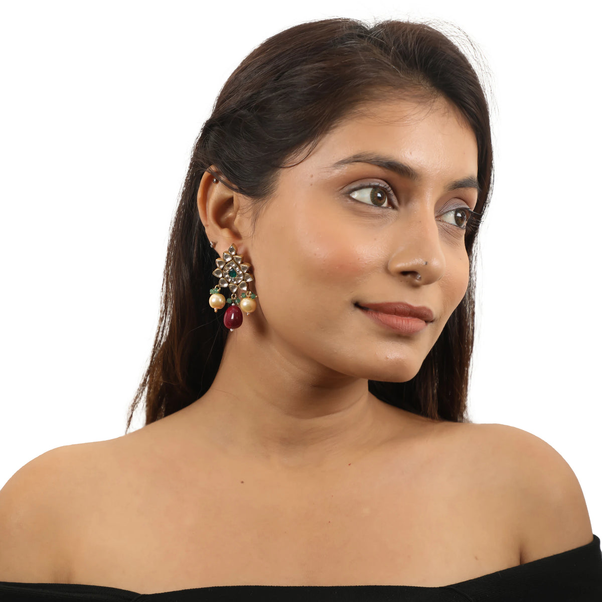 Traditional Multi Colour Pendant Necklace With Peacock Design