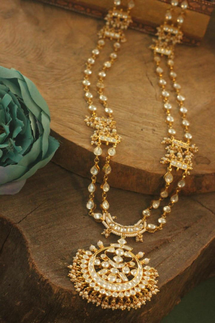 long jadau Bridal Groom maala with jadtar kundan stones in luxury pendant design