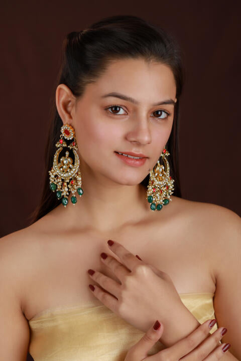 Indian bridal wear pink green necklace set
