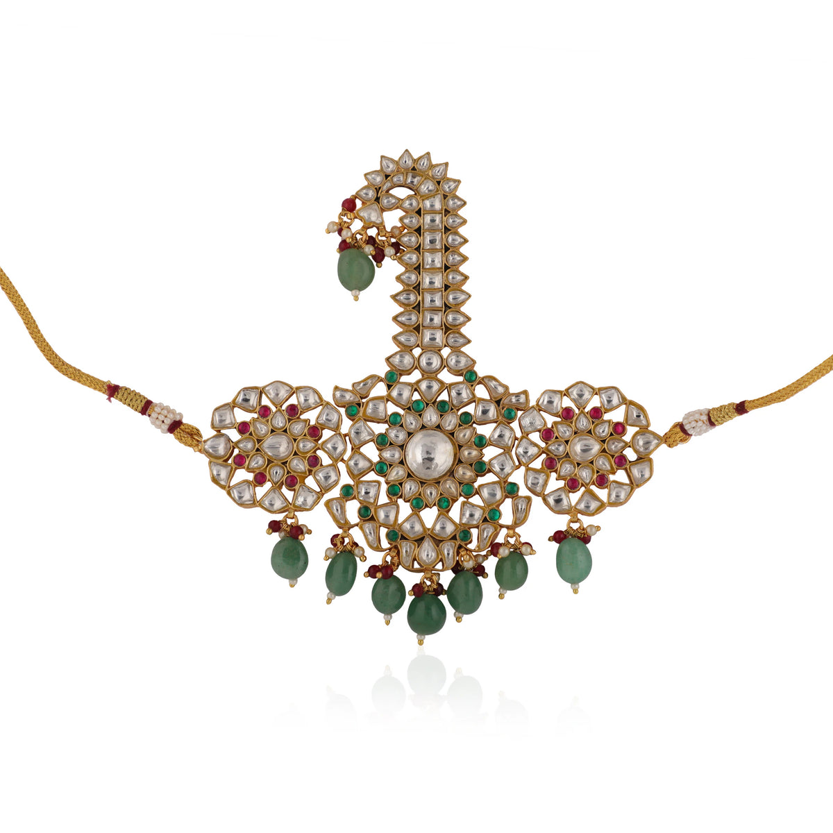 Pink And Green Three Layered Jadtar Kilangi