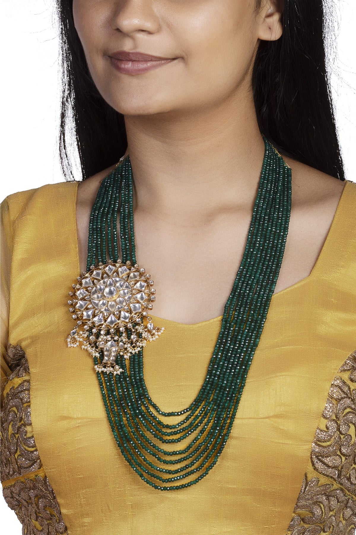 Green Color Jadtar Bridal Necklace Jewellery