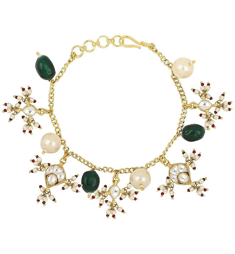 Big Jadtar and multicolored pearls Bracelets