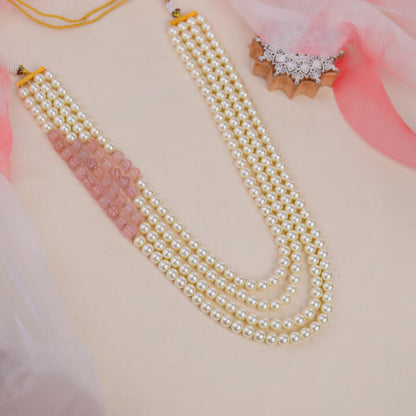 Light Pink beaded with white pearl festival wear maala for women and girl