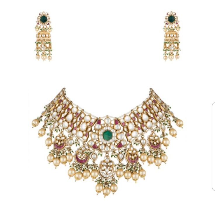 Multicolor Jadtar Studded Necklace set