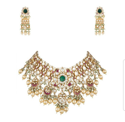 Multicolor Jadtar Studded Necklace set