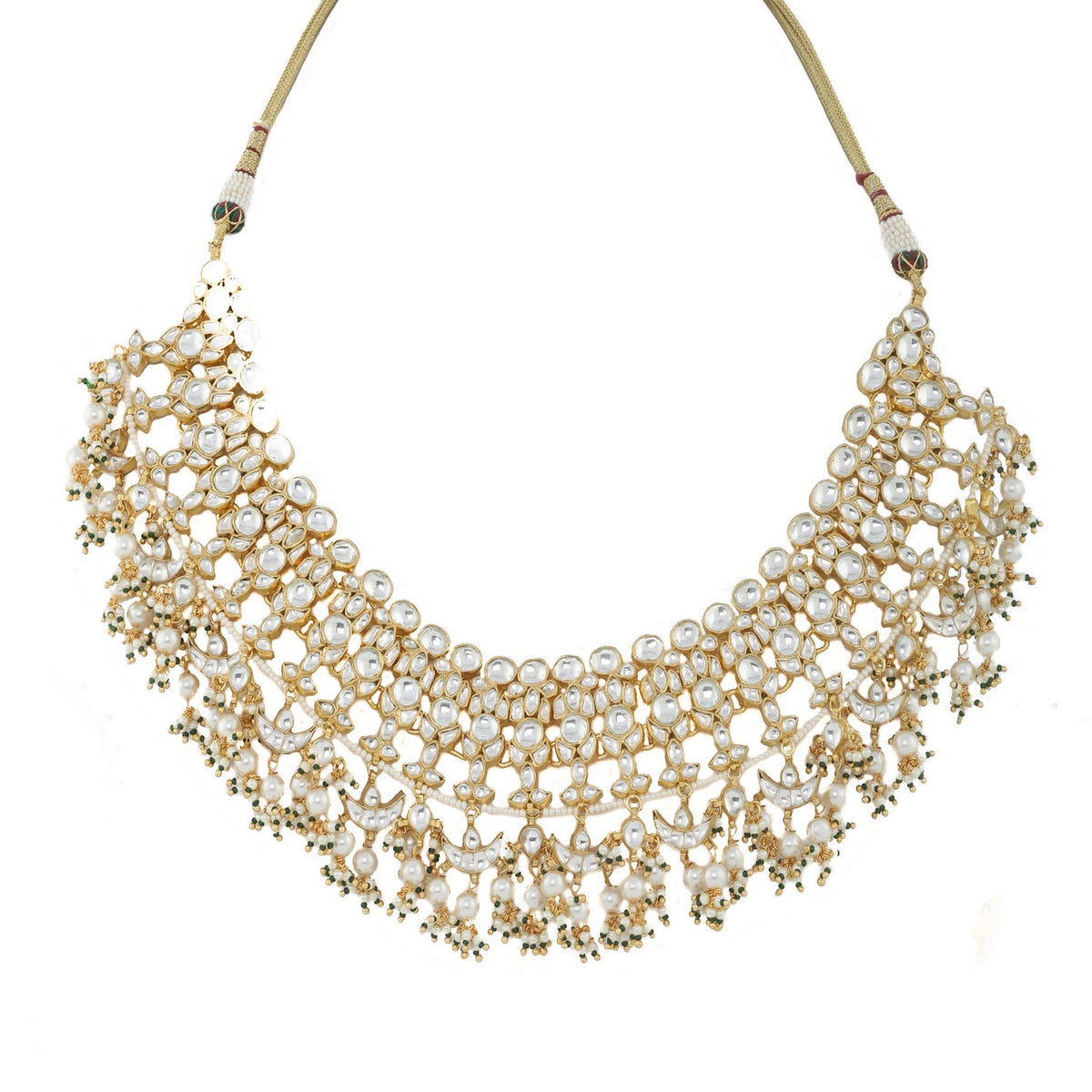 White Stone Diamond Jadtar Bridal Necklace Design