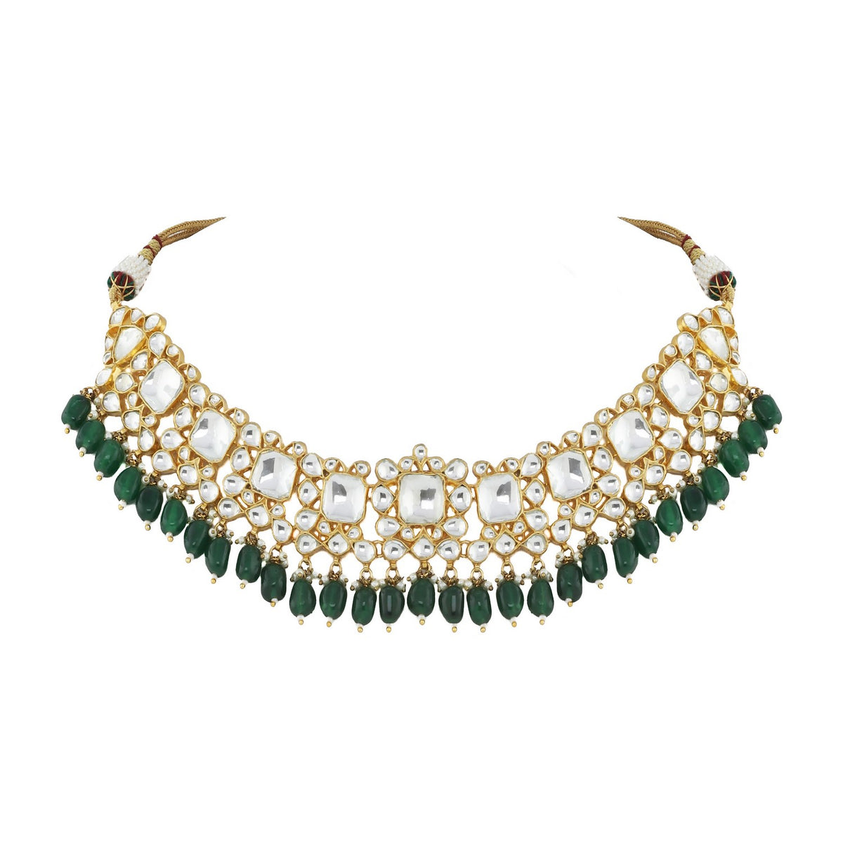 Simple necklace set of jadtar, pearls and beads