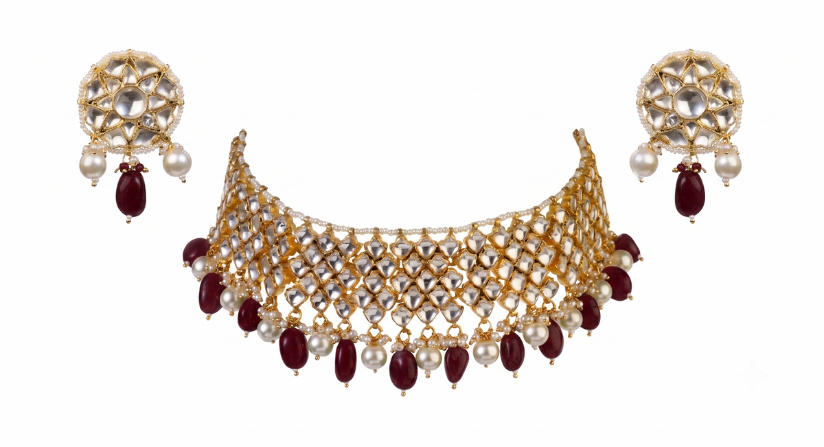 Gold Plated Choker Necklace Set