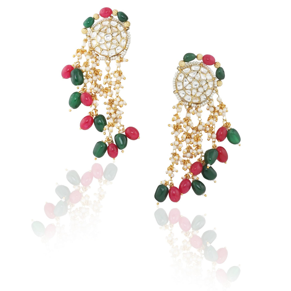 LONG PENDANT NECKLACE WITH MULTICOLOR STONES AND PEARLS