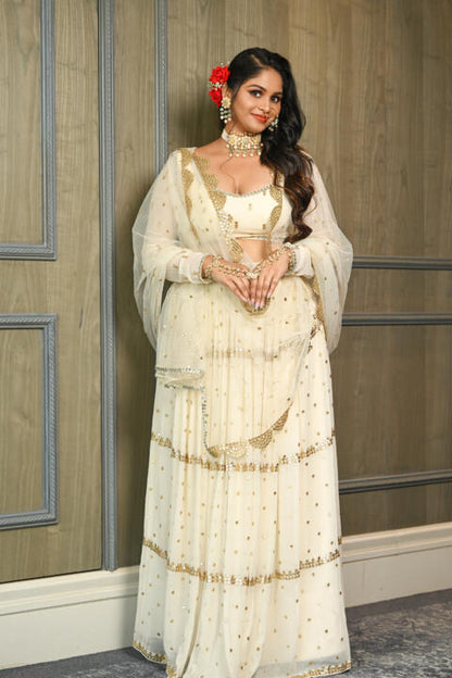 Green Floral White Moti Nath