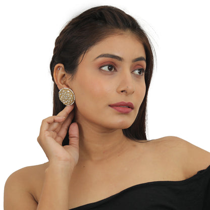 Choker Set Studded With Jadtar Stones Beadded With Pearl And Pastel Pink Beads