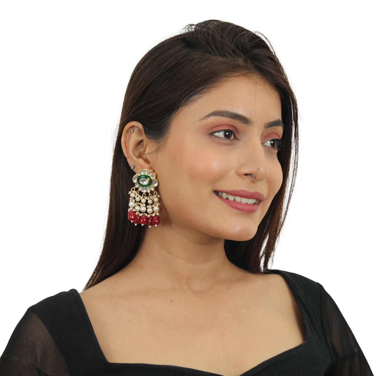 Gold plated choker set with white pearl