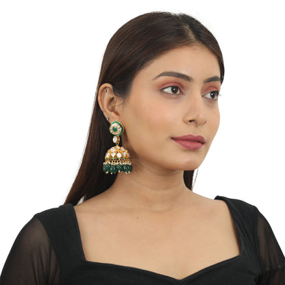 Green Meenakari Double Layered Necklace Set