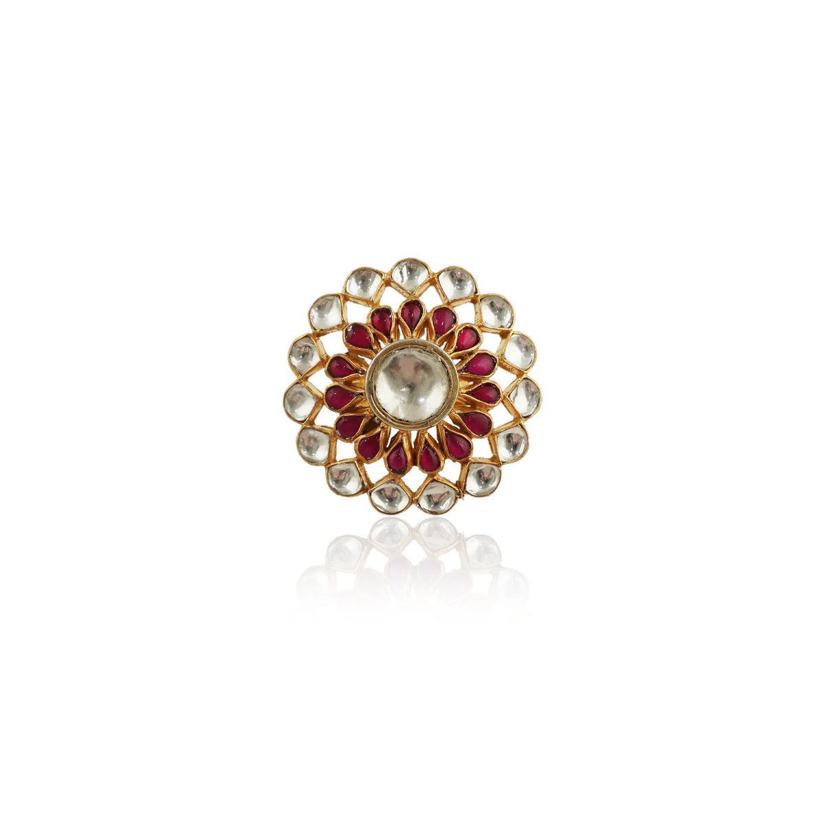 Big White And Pink Small Stone Ring