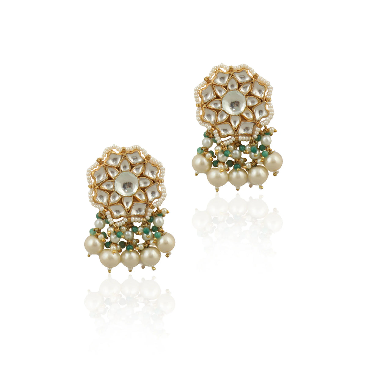 White Tops Moti Work With Pearls