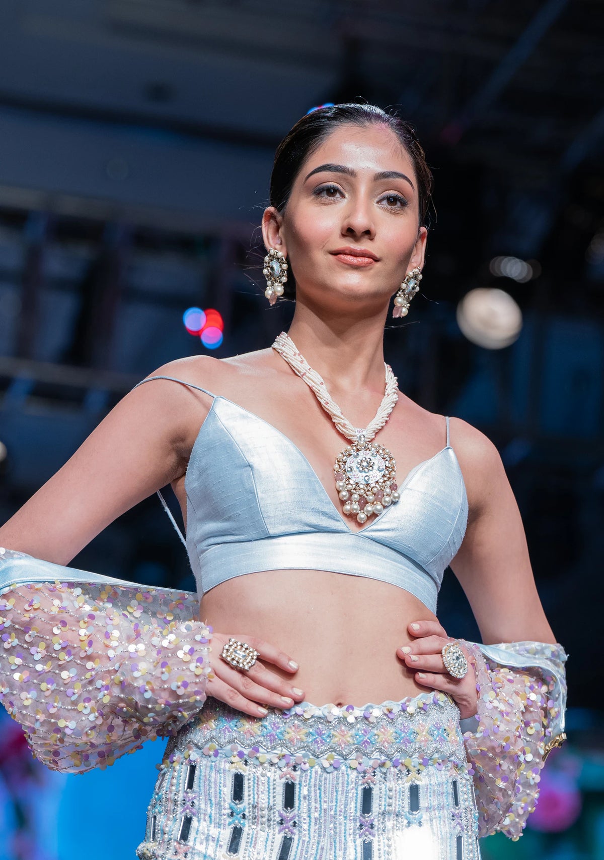 Firozi Meenakari Earring With Pink Drop