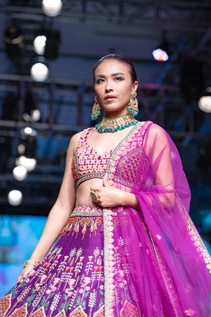 White Big Chand Baali Style Earrings Beadded Green Beads