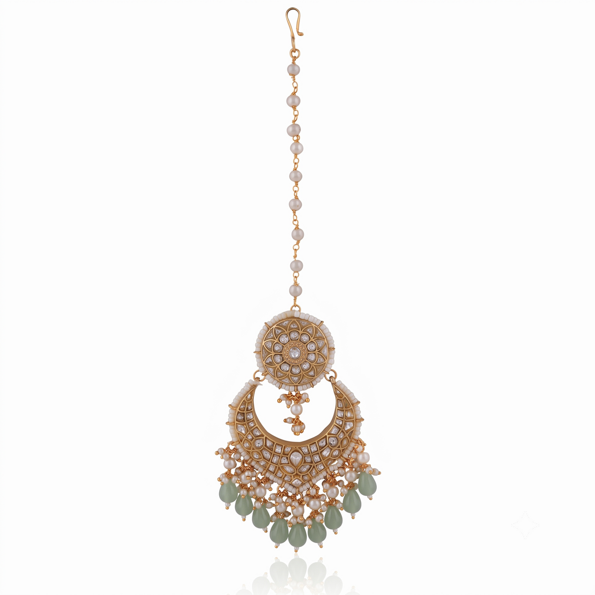 Indian Traditional Rani Pink Jadtar Maangtikka With Pearls
