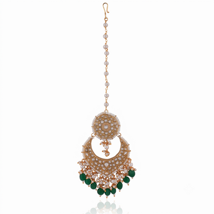 Indian Traditional Rani Pink Jadtar Maangtikka With Pearls