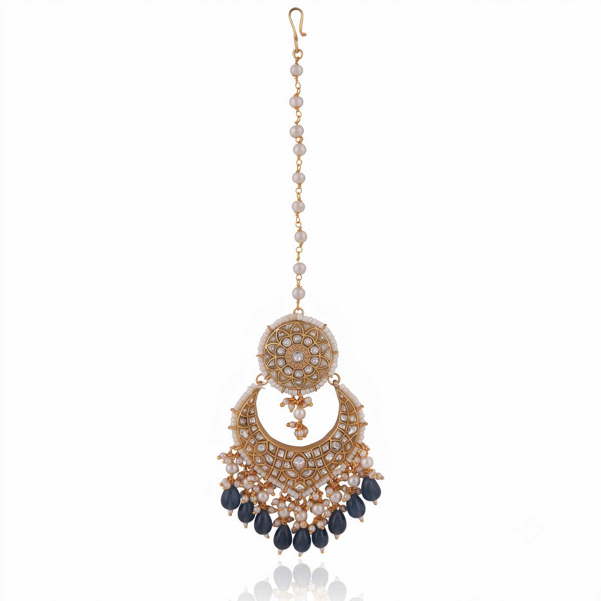 Indian Traditional Rani Pink Jadtar Maangtikka With Pearls