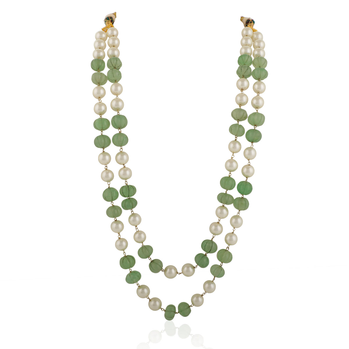 Indian Party Wear Sea Green With White Pearl Double Layered Maala