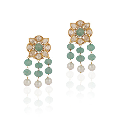 Unique Indian Bridal Wear Sea Green Choker Set With White Pearl