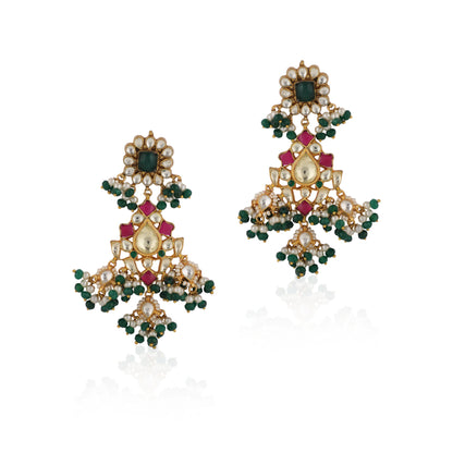 Indian Traditional Wear Pink And Green Necklace Set
