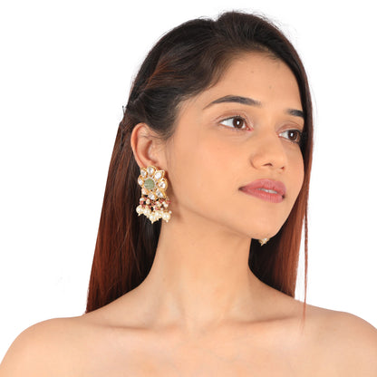 Royal Elegant Silver Choker Necklace Handcrafted With 22Kt Gold Plating In Mozanite Stones And Pastel Beads