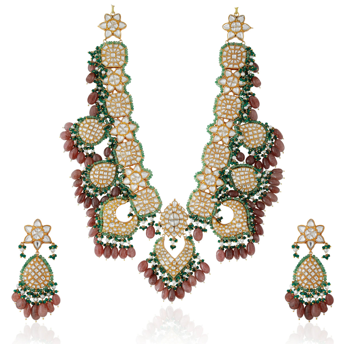 Traditional Rajwadu Rani haar long Bridal necklace set