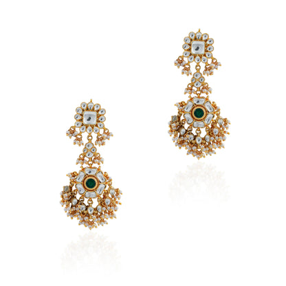 Trendy Bridal necklace set/22kt gold plated necklace with white hangings