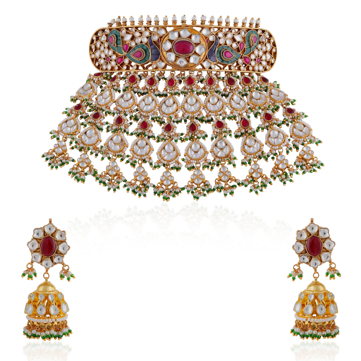 Peacock design rajwadu choker set
