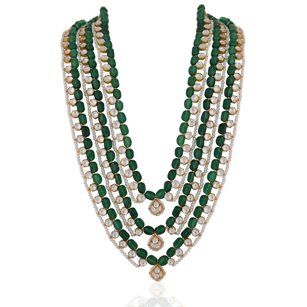 Indian Handcrafted jade beaded with jadtar stone Necklace maala for women pearl stone necklace