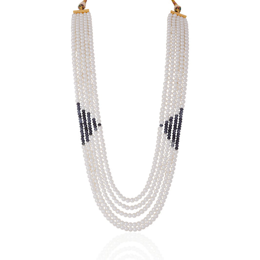 White pearl Blue Beaded Traditional wear maala for Women