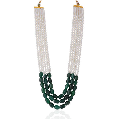 Emerald Green Beaded maala  with pearl Maala