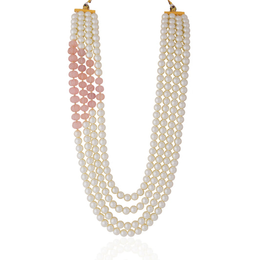 Light Pink beaded with white pearl festival wear maala for women and girl