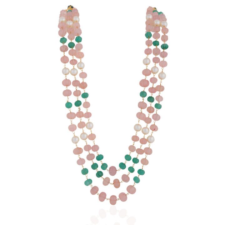 Beautiful Vintage Rose quartz & Jade Beaded Maala for men
