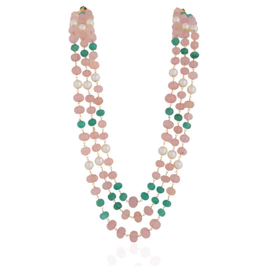 Beautiful Vintage Rose quartz & Jade Beaded Maala for men