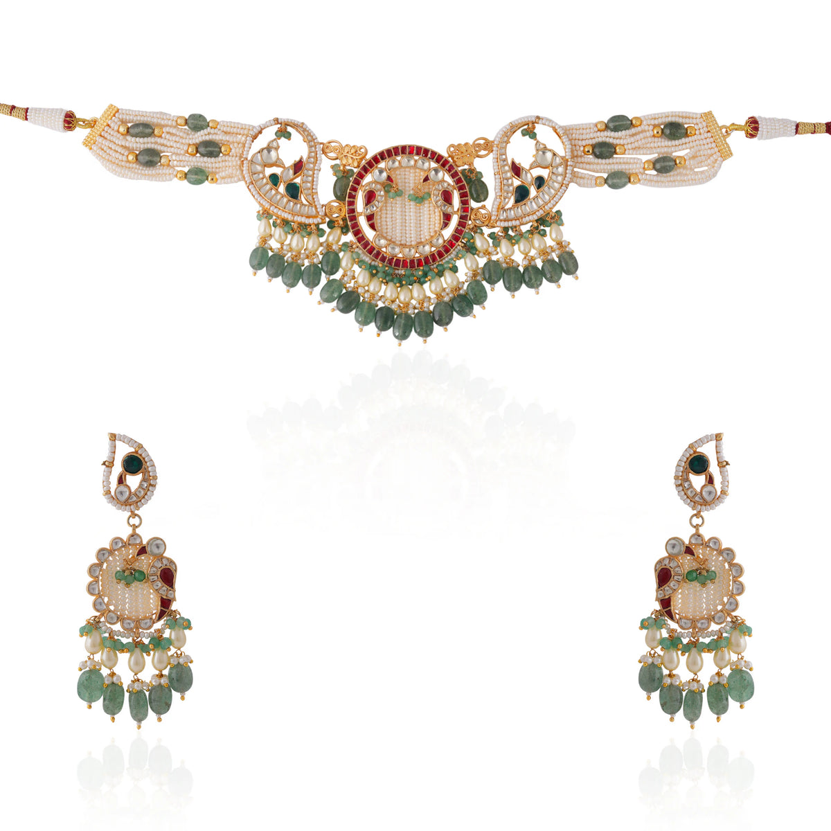 Designer Matt finish peacock choker set