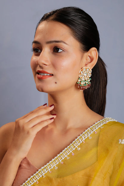 Designer gorgeous pink green choker set