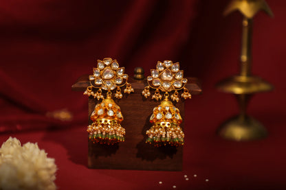 Heavy jadtar kundan set with pearl and jhumkis