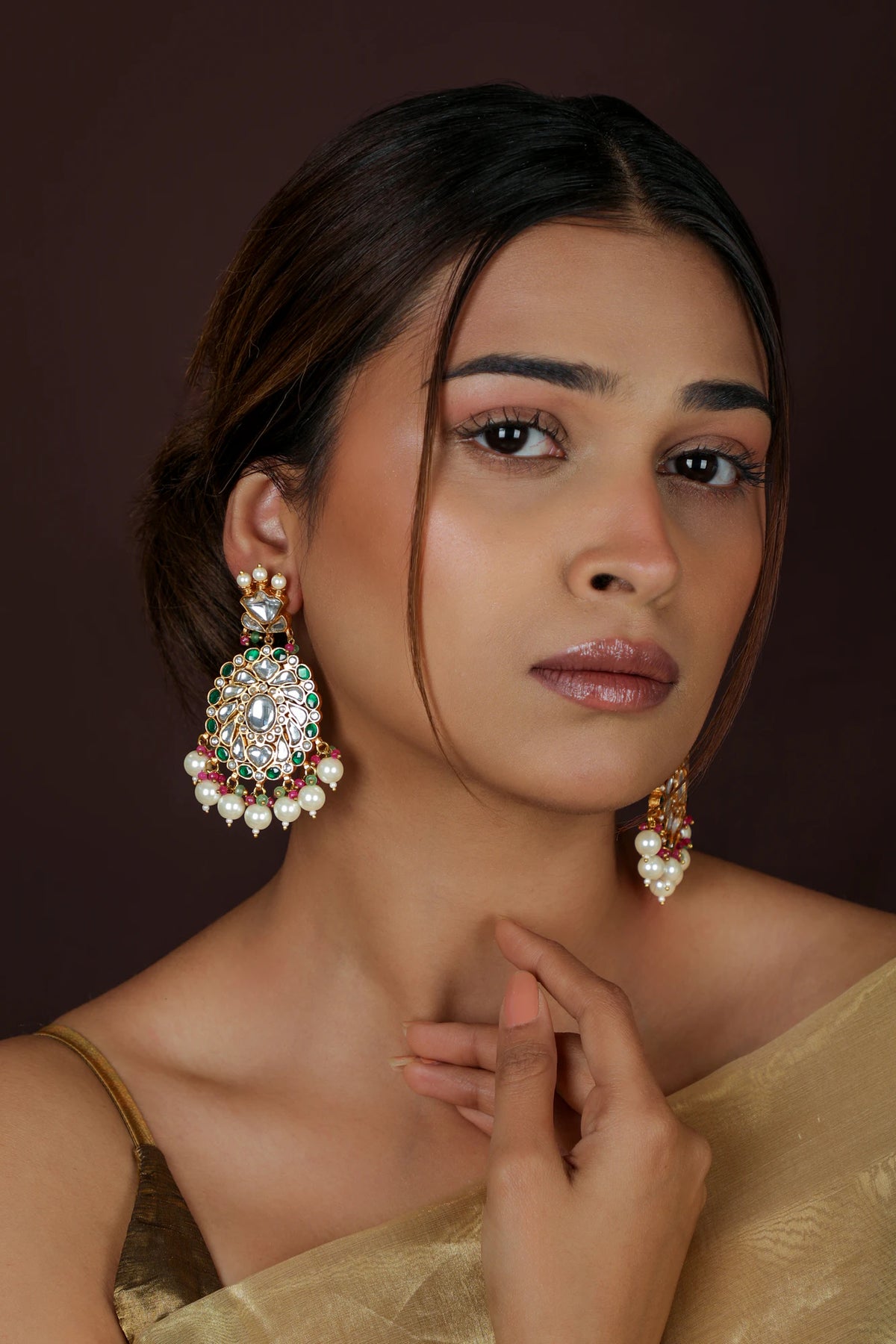 Traditional Indian Jadau Bridal Choker Jewellery Set