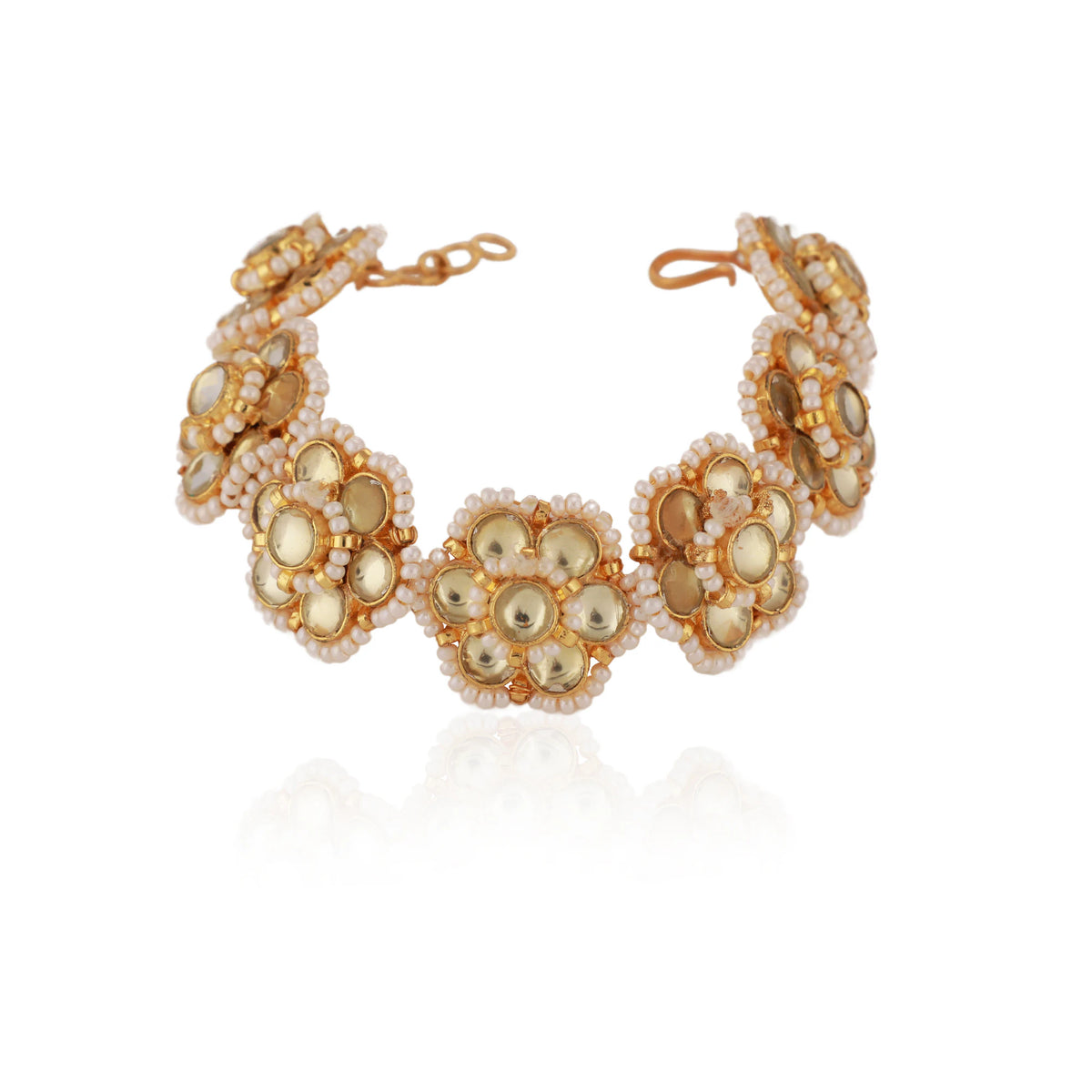 Semi Precious Elegant Bracelet For Girls 22Kt Gold  In Floral Design Handcrafted