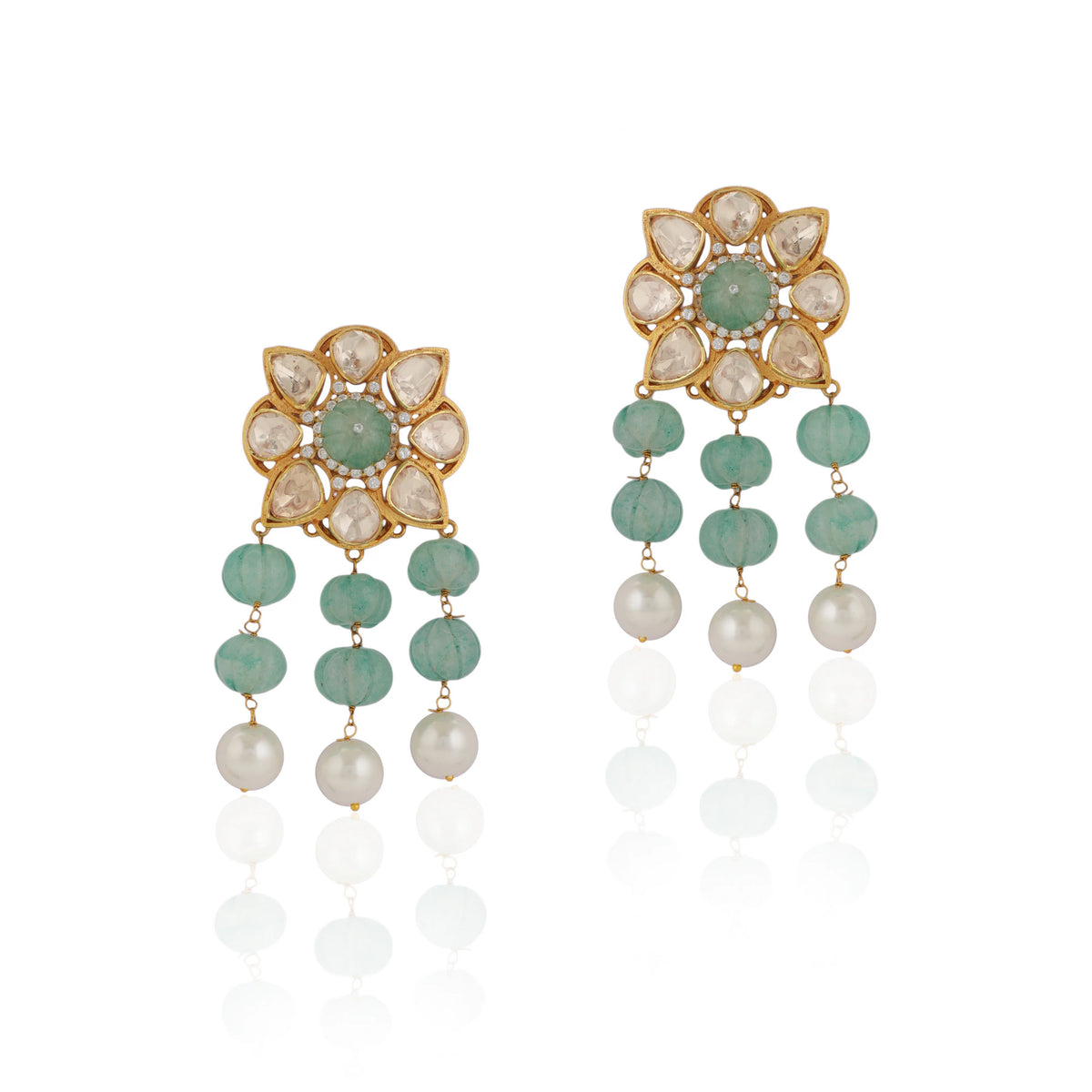 Sea Green Flower Earrings/Statement Earrings