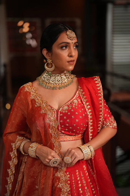 Gold Plated Jadtar Stone Dangle Earrings With Sea Green Drop