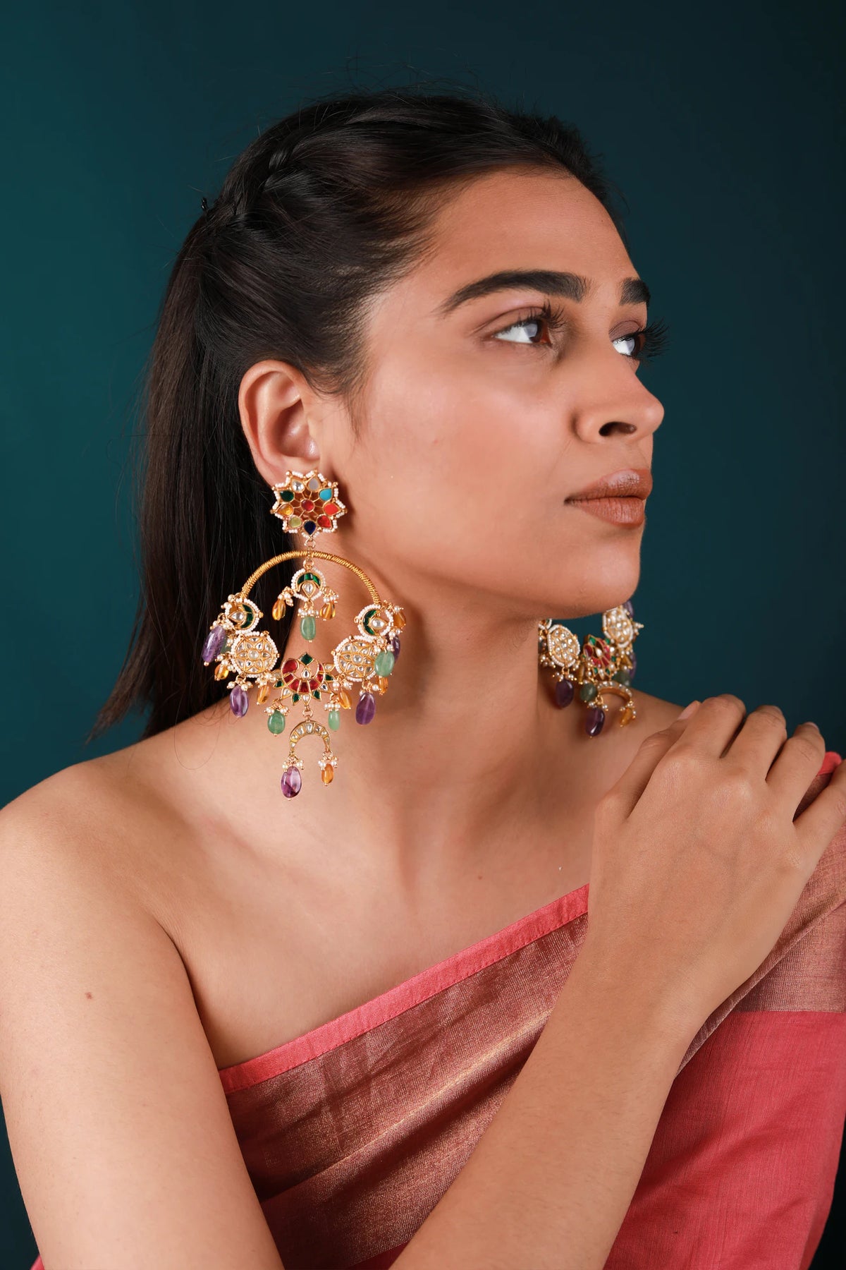 Indian wedding earrings/blue beaded earring
