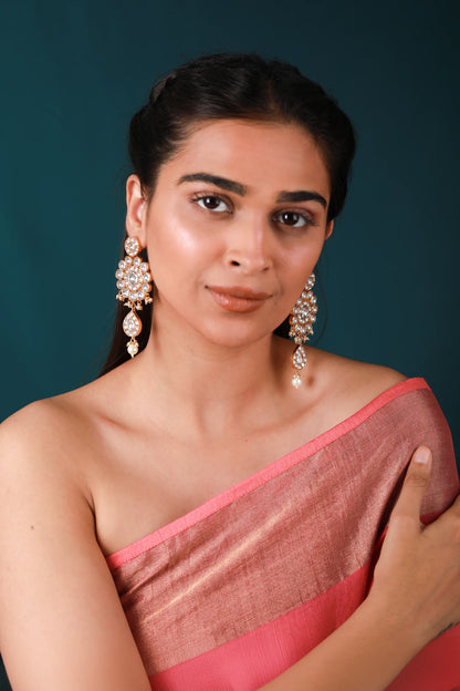 White pearls long earrings